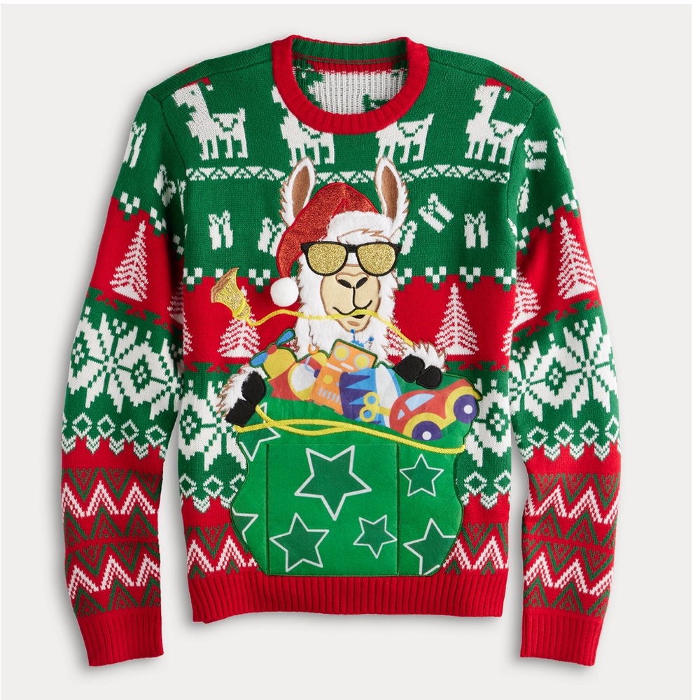 Llama Santa Crewneck Christmas Sweater